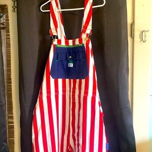 Red white and blue striped overalls, liberty brand, size 44x30